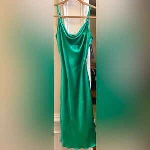 Bebe Vibrant Green Satin Dress